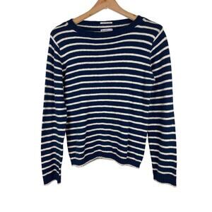 Vintage Gant Rugger Size S Blue Cream Striped Split Crue Neck Pullover Sweater